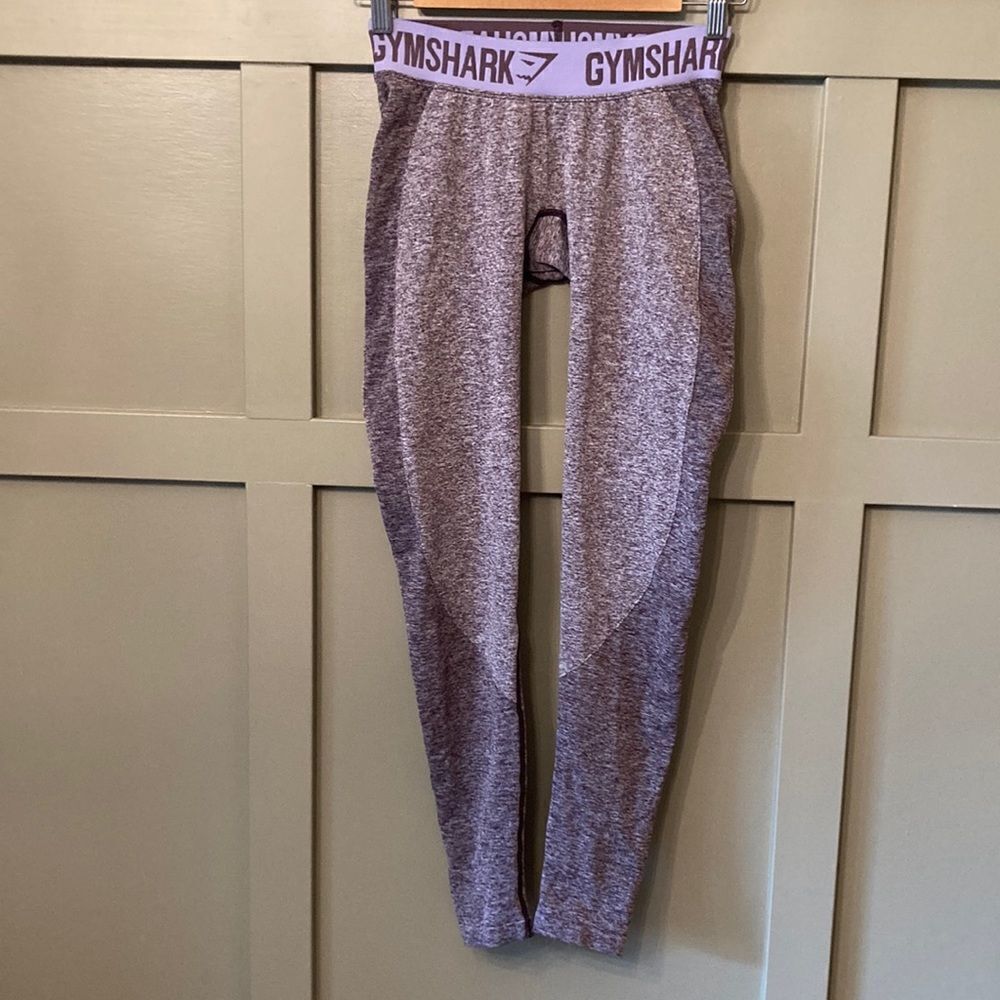 GYMSHARK Flex Leggings in Navy Marl / Purple Size Small
